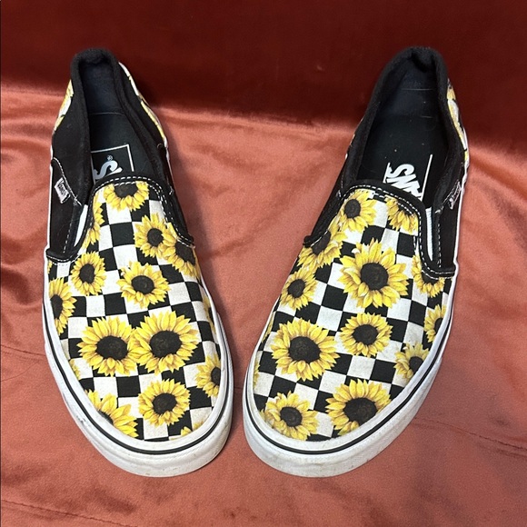 Vans Sunflower Black Checkerboard Slip-On Sneakers - Picture 1 of 6